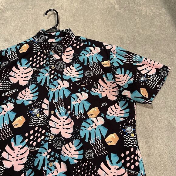 Twisted Toucan Custom Hawaiian Shirt Mens XL Amazon Employee Florida Button Down - Picture 2 of 8